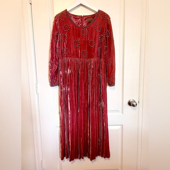 Double D Ranch Dresses & Skirts - Vintage Double D Ranch Crushed Velvet
Dress Stud Detail Small Copper